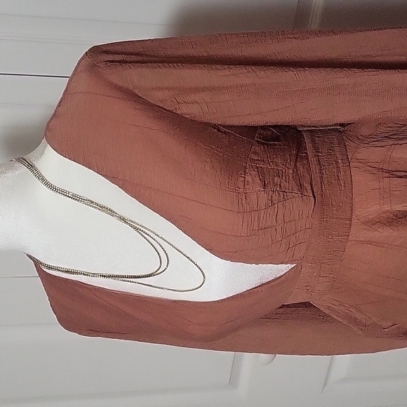 Angel Biba Deep V- Neck Back Zip Balloon Sleeve Ruffled Party Dress - Size S - Picture 7 of 9